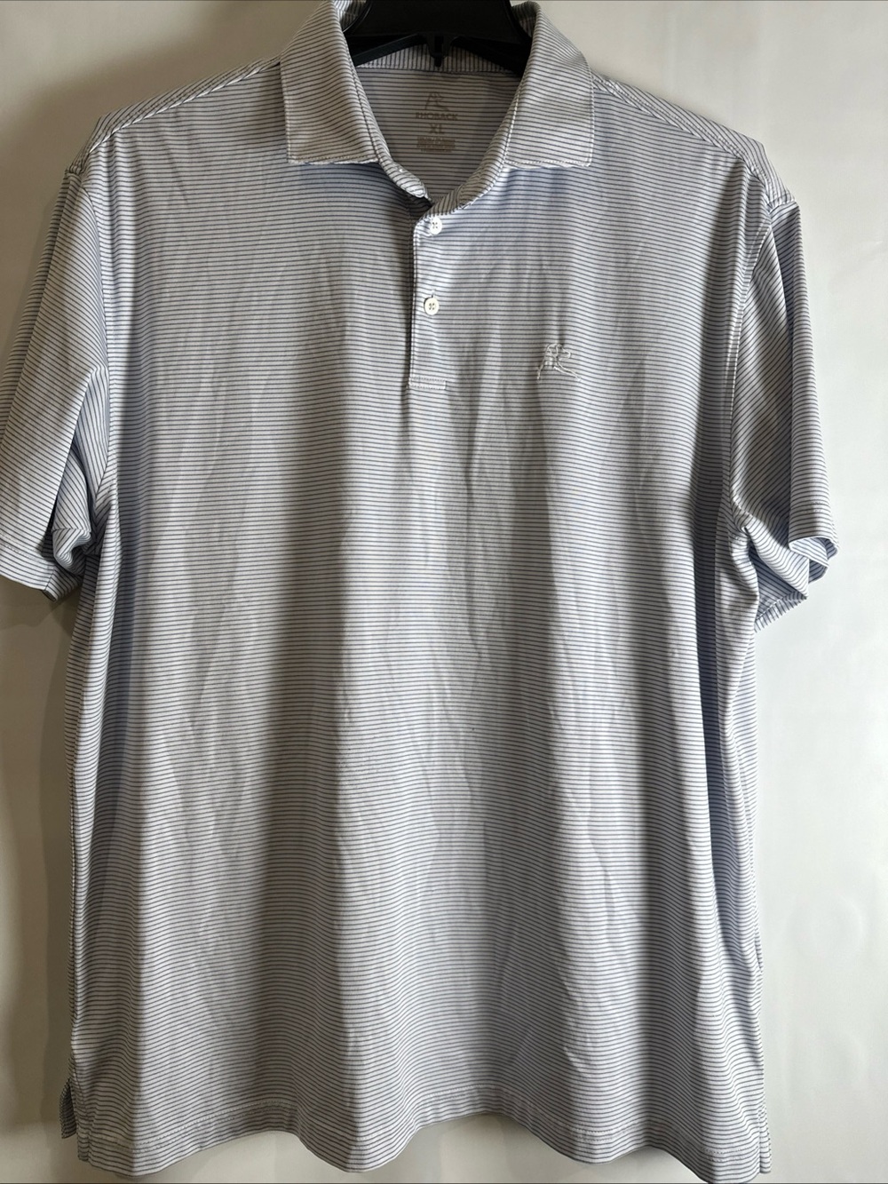 Rhoback Men’s Light Blue & White Striped Polo